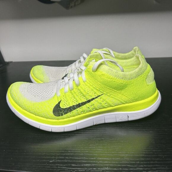Nike Free 4.0 Flyknit Women's Size 7 Running Shoes Volt White - Picture 6 of 15